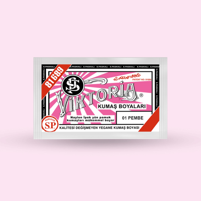 01- Pembe Viktoria Toz Kumaş Boyası (10 Gr) - 1