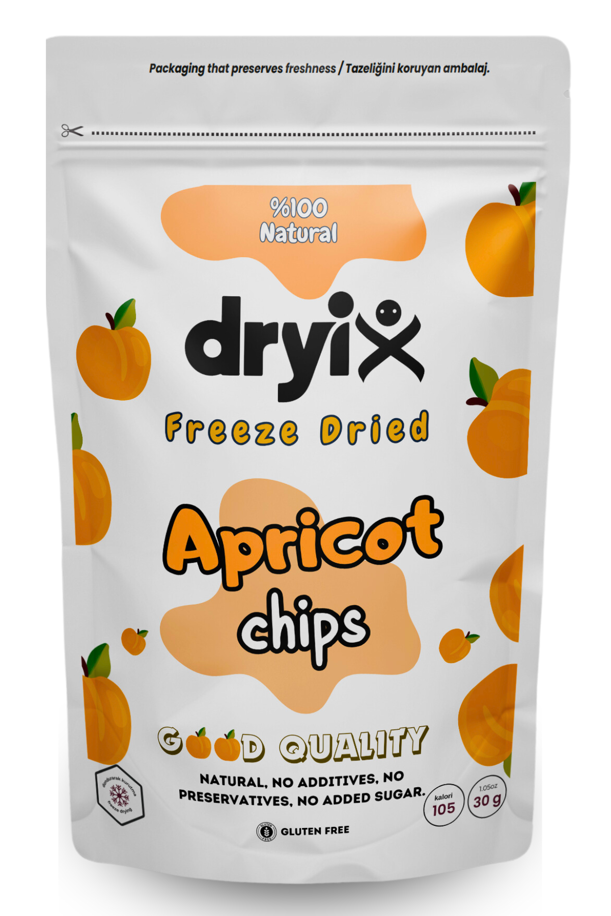 Kayısı Kurusu 30 Gr Dondurarak Kurutulmuş Çıtır Meyve Cipsi Freeze Dried - 1