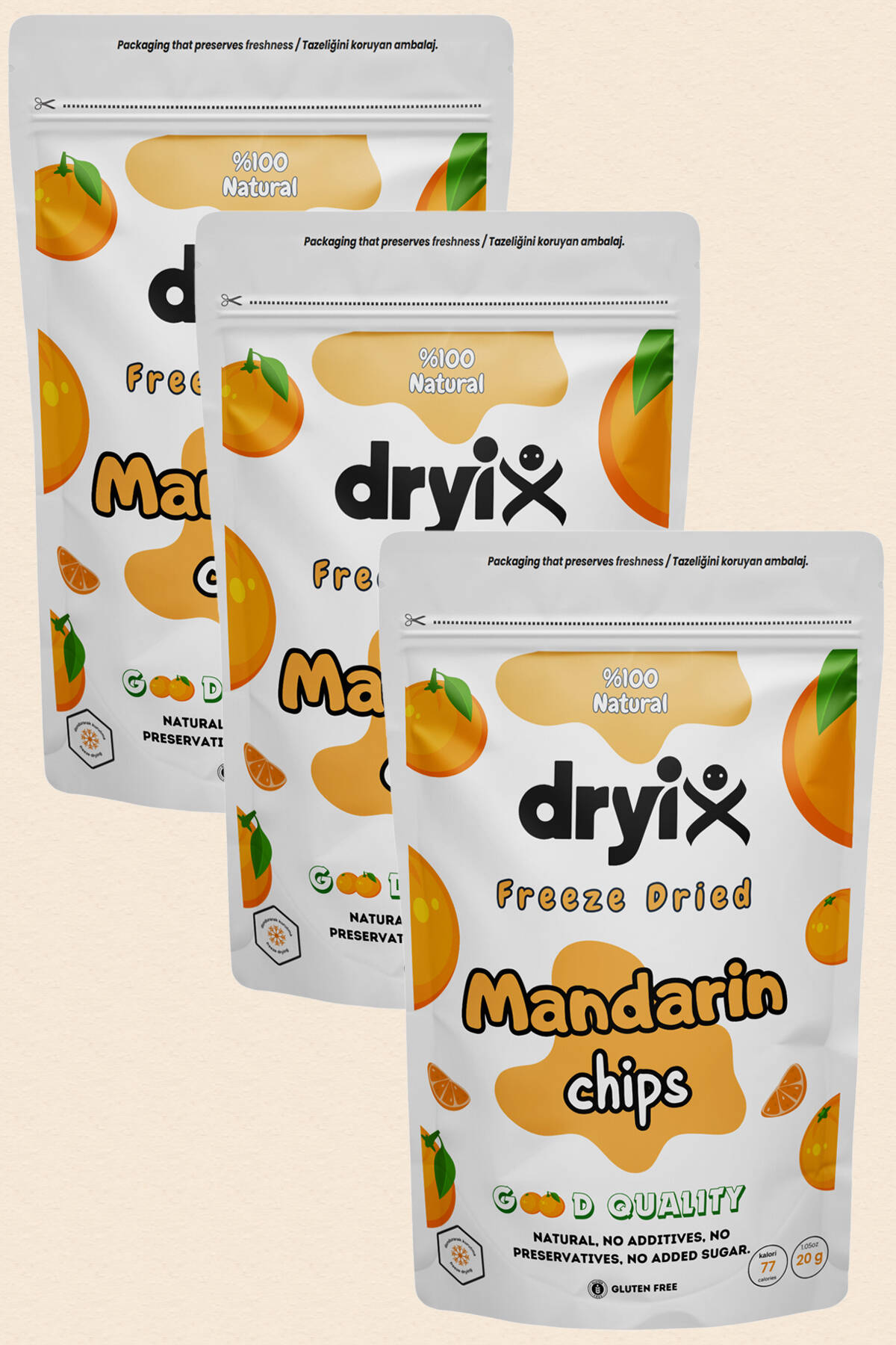 Mandalina Kurusu 20 Gr Dondurarak Kurutulmuş Çıtır Meyve Cipsi Freeze Dried - 5