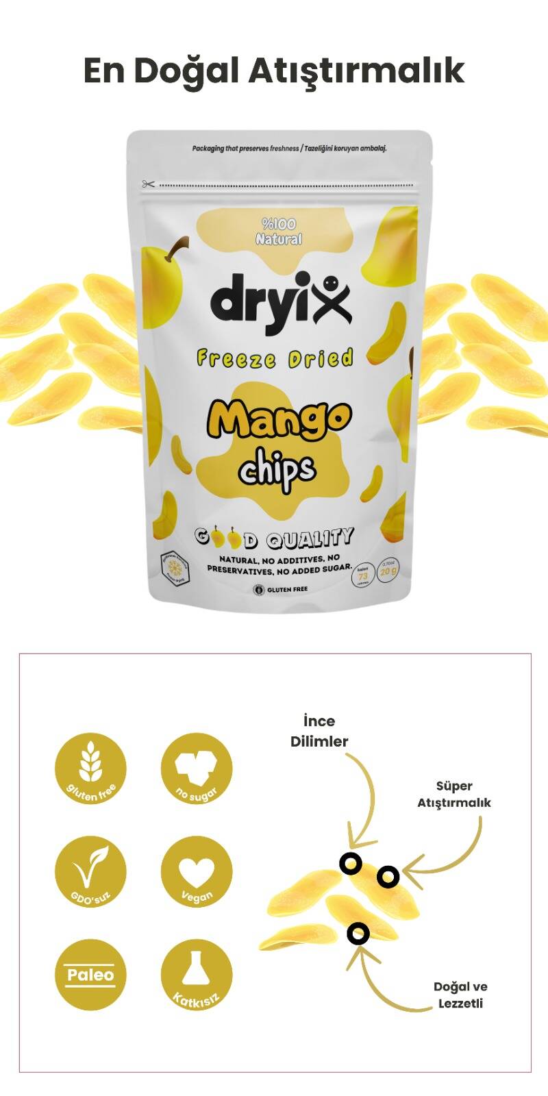 Mango Kurusu 20 Gr Dondurarak Kurutulmuş Çıtır Meyve Cipsi Freeze Dried - 4